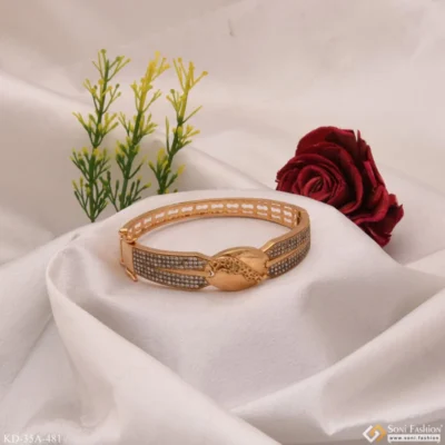 Jaguar With Diamond Best Quality Gold Plated Kada For Men - Image 5