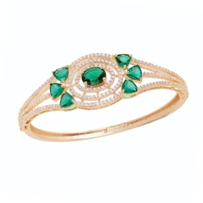 Saraf Jewellery, Gold Plated With Green American Diamond Studded Handcrafted Designer Bracelet For Women & Girls (Free Size) - Image 4