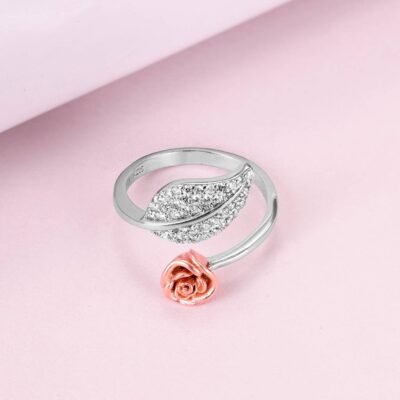 Rose Leaf 925 Silver Ring - Image 2