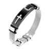 Western Style Cross Design Printed Causal Wear Wristband Opening Bracelet for Men and Boys