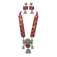 Kutchhi Lace Work Red Colour Long Adjustable NECKLACE Set with Earrings Garba Special | Navratri Festival Jewellery