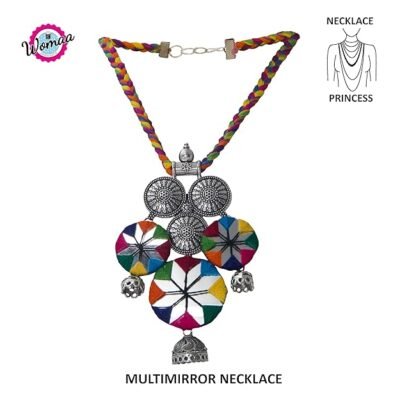 Handicraft 3 Mirror Work Jewellery Set with Multicolored - Image 3