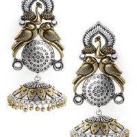 Rubans 18K Gold-Plated Kundan Studded Multi-Color Beaded Handcrafted Chandbali Earrings