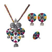 Handicraft 3 Mirror Work Jewellery Set with Multicolored