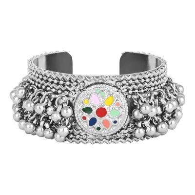 Navratri Ethnic Silver Oxidised Afghani Ghungroo with Colorful Design Adjustable - Image 2