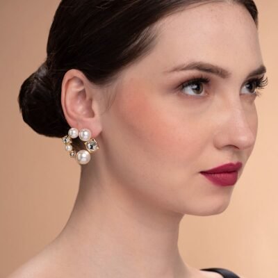 Amara Pearl CZ Earrings - Image 2
