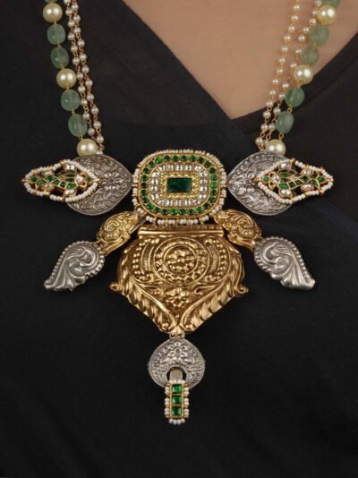 Green Color Tribal Necklace - EK-SFNECK556WGRA - Image 2