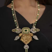 Green Color Tribal Necklace - EK-SFNECK556WGRA