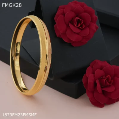Parallel lines Punjabi gold plated Kada