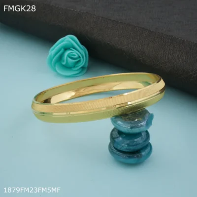 Parallel lines Punjabi gold plated Kada - Image 2