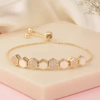 Adjustable Hexagon Charm Bracelet
