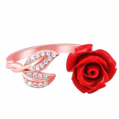 925 Silver Rose Gold My Floral Ring, Adjustable - Image 3