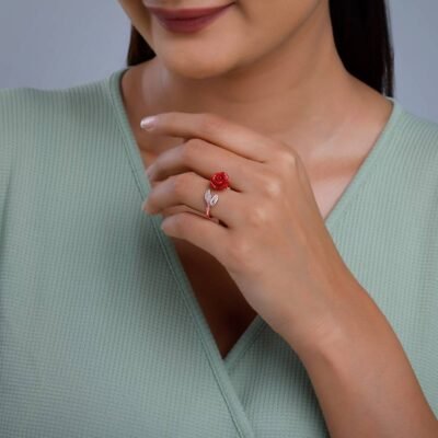 925 Silver Rose Gold My Floral Ring, Adjustable - Image 2
