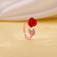 925 Silver Rose Gold My Floral Ring, Adjustable
