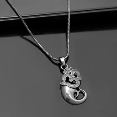 Eclipse Ganesha & Om Divine Black Mens Pendant