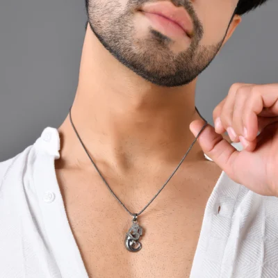 Eclipse Ganesha & Om Divine Black Mens Pendant - Image 2
