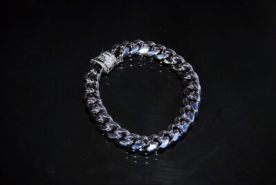 Iced Out 8mm CZ Cuban Link Bracelet - Men's Hip Hop Jewelry in White Gold