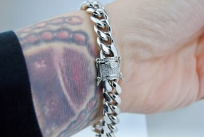 Iced Out 8mm CZ Cuban Link Bracelet - Men's Hip Hop Jewelry in White Gold - Image 3