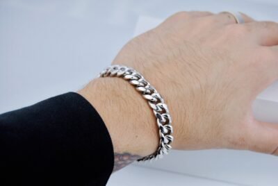 Iced Out 8mm CZ Cuban Link Bracelet - Men's Hip Hop Jewelry in White Gold - Image 2